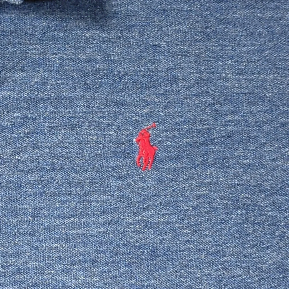 Polo Ralph Lauren Polo Shirt Mens XXL Blue Custom Fit Heathered Cotton Red Pony